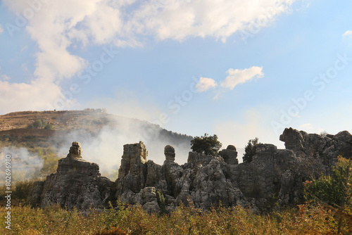 Rock Formation and Mist