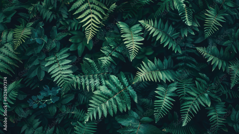 Summer background with lush green fern