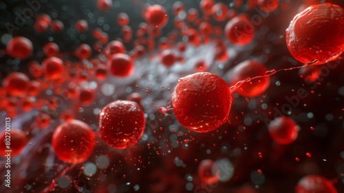 3D rendering image depicting adaptive changes in red blood cells in response to environmental conditions such as altitude, exercise, and hypoxia