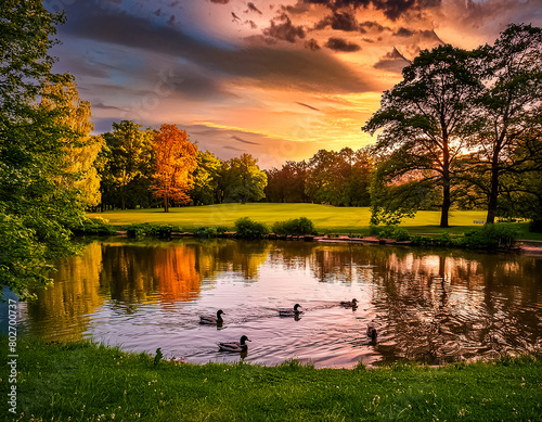 Mallard Ducks at Sunset