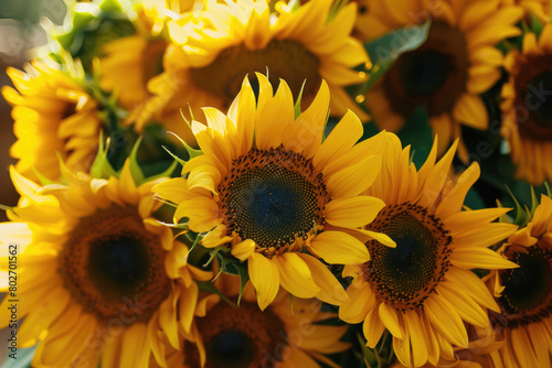 Bright yellow sunflowers radiating joy