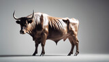 body of muscled bull, isolated white background.
