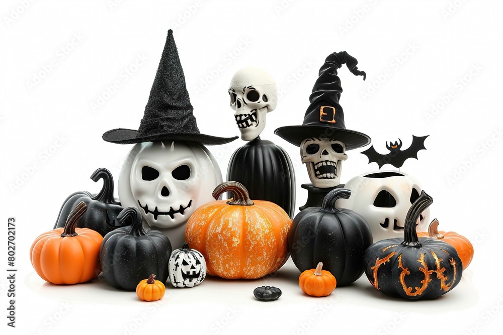 Fototapeta premium Halloween decorations, isolated on white