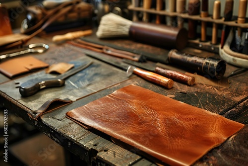 Leather crafting table  photo