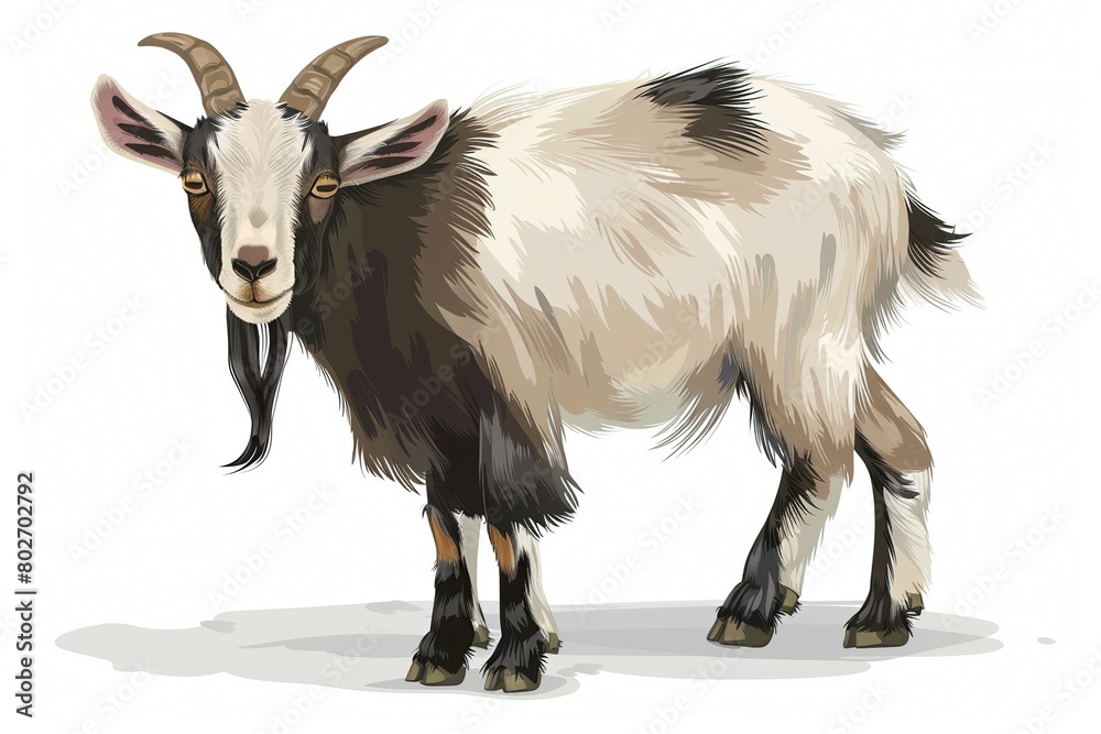 Pygmy goat, illustration style, isolated on white Pygmy goat, illustration style, isolated on white