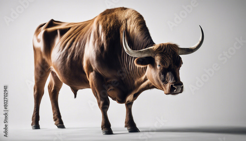 body of muscled bull, isolated white background.
 photo