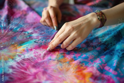 tie dyeing background with hands