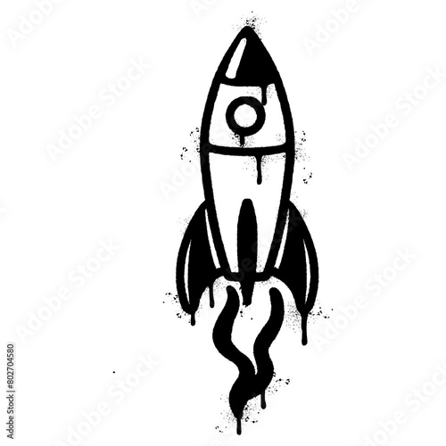 Fototapeta Naklejka Na Ścianę i Meble -  Spray Painted Graffiti Rocket icon Sprayed isolated with a white background.