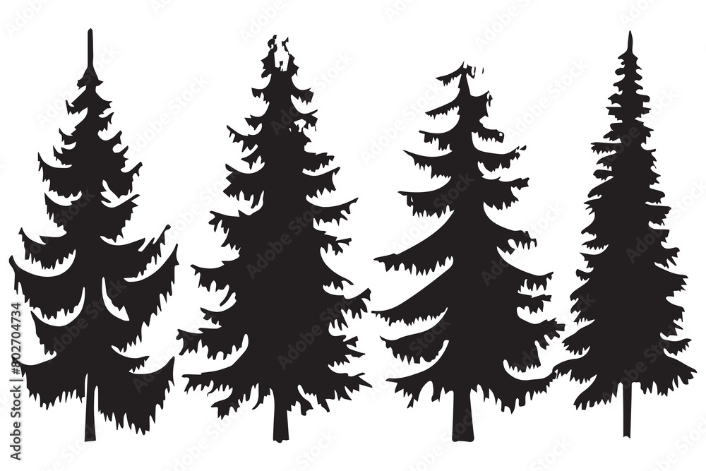 Set of christmas trees silhouette vector illustration Set of christmas trees silhouette vector illustration