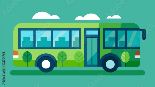 The hotels shuttle service runs on biodiesel fuel providing an ecofriendly transportation option for guests.. Vector illustration