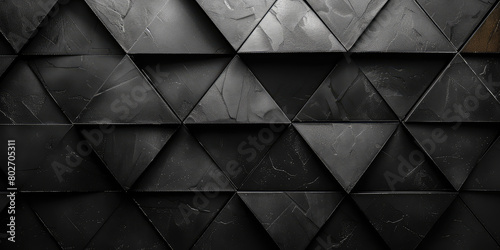 Dark grey background with triangular shapes and lighting effects. The triangles have an industrial look. Created with Ai