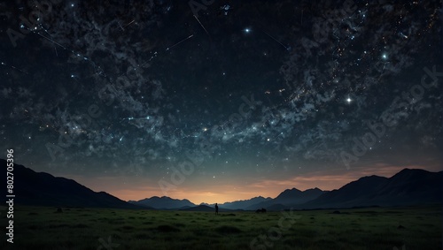 A scene of a sky filled with constellations that come alive, telling stories of ancient myths ai_generated photo