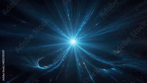 Blue Cosmic Scene Glowing Center, Radiating Light