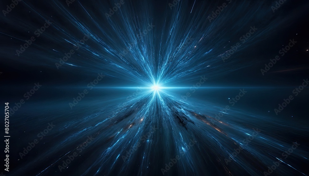 Fototapeta premium Blue Cosmic Scene Glowing Center, Radiating Light