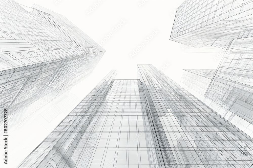 Fototapeta premium Architectural blueprint of urban skyscrapers