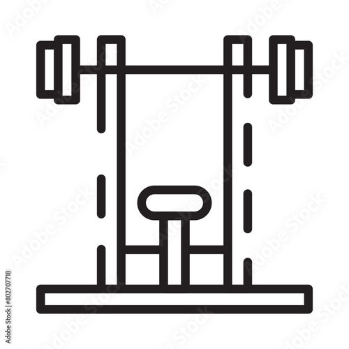 Bench Press Gym Line Icon