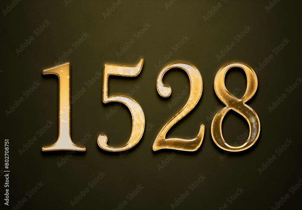 Old gold effect of 1528 number with 3D glossy style Mockup. Old gold effect of 1528 number with 3D glossy style Mockup.