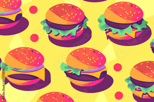A digital illustration of retro burger pattern