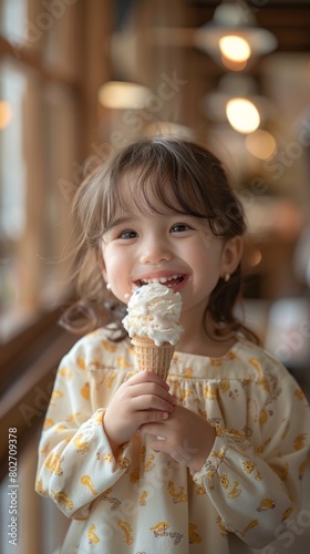 Joyful Child Indulging in Ice Cream Delights on Children's Day