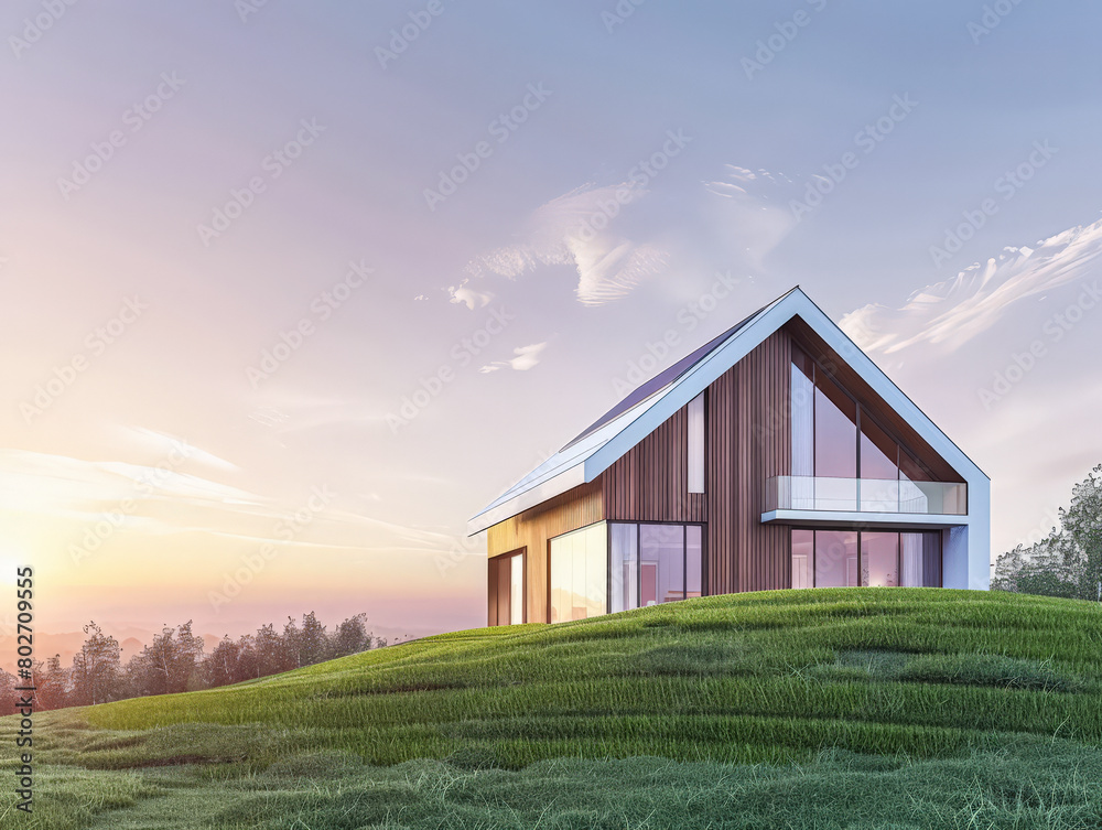 Obraz premium Modern home facade with stylish exteriors. Real Estate concept image.