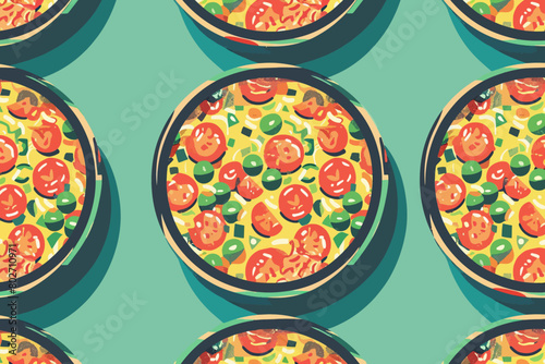 A digital illustration of retro cream soup pattern photo