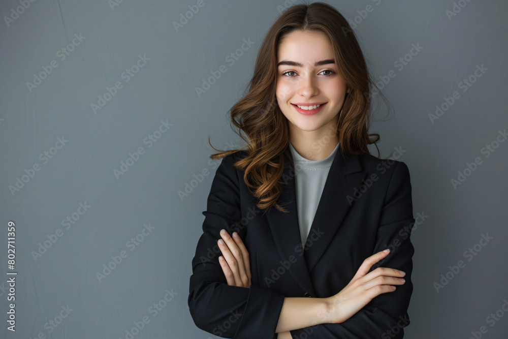 Beautiful smiling business woman with arms crossed isolated on white background Beautiful smiling business woman with arms crossed isolated on white background