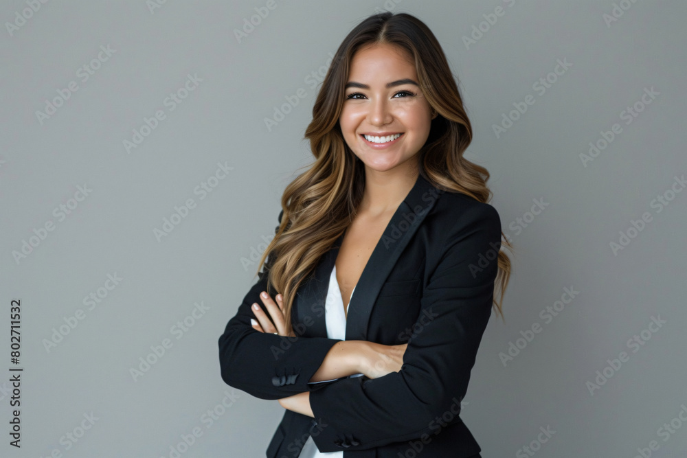 Beautiful smiling business woman with arms crossed isolated on white background Beautiful smiling business woman with arms crossed isolated on white background