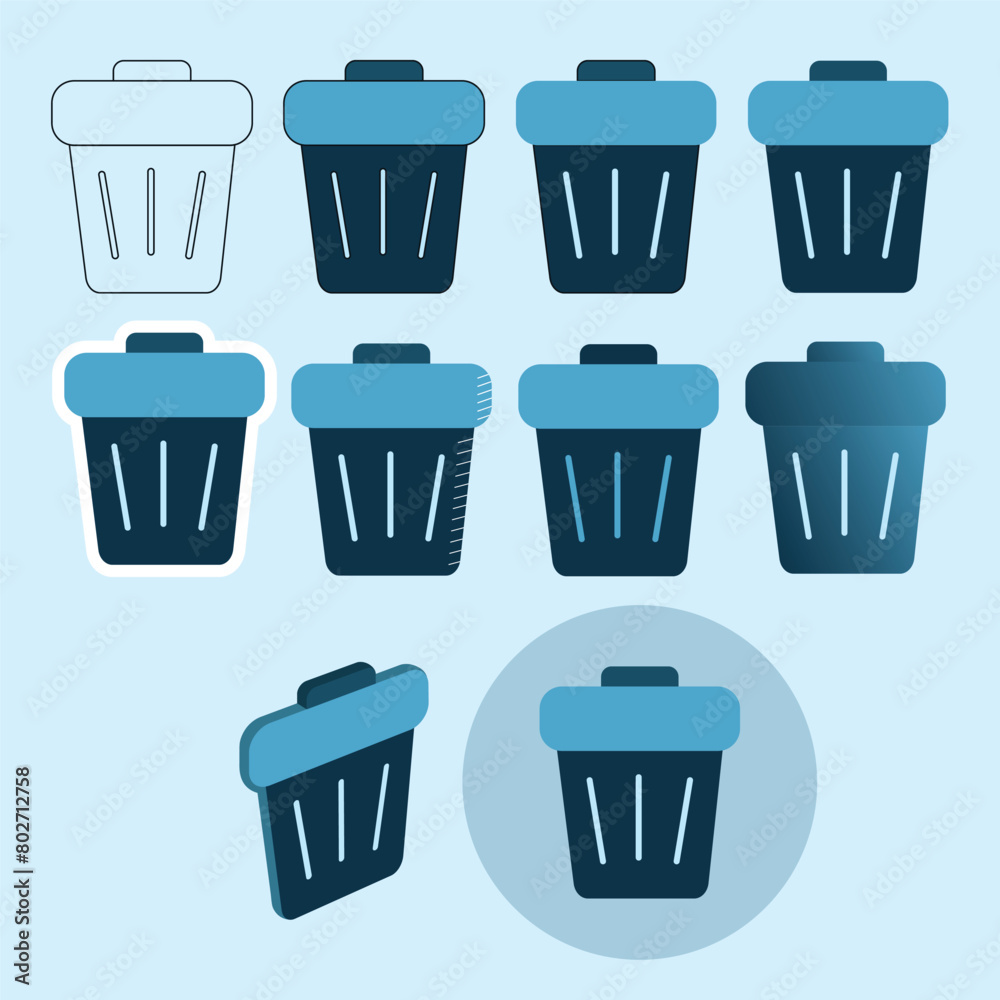 Vector illustration trashcan icon set editable Vector illustration trashcan icon set editable