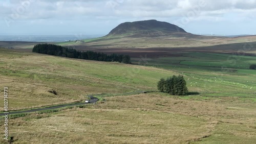 Slemish Mountain in County Antrim Northern Ireland. Aerial 50fps UHD photo