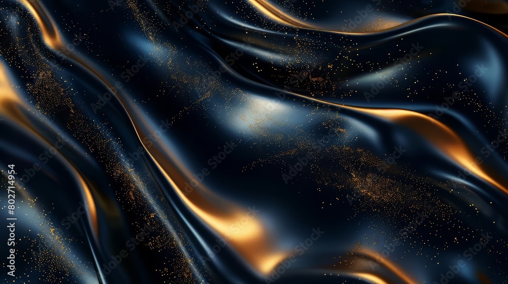 Fototapeta premium Waves flow smoothly over the surface of a Luxury abstract background, where rich, velvet textures meet golden highlights, Sharpen 3d rendering background