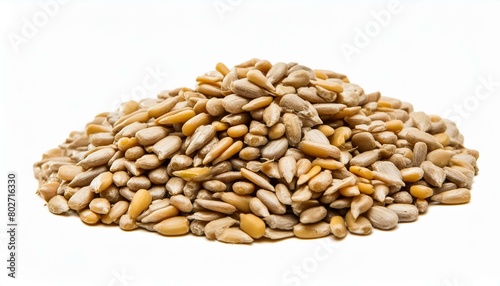 sunflower seeds on wooden background, background with ornament, Delicious sunflower black seeds cut out