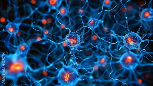 Nerve cells transmit electrical and chemical signals in the nervous system. Concept Physiology, Nervous System, Nerve Cells, Signal Transmission, Biology photo