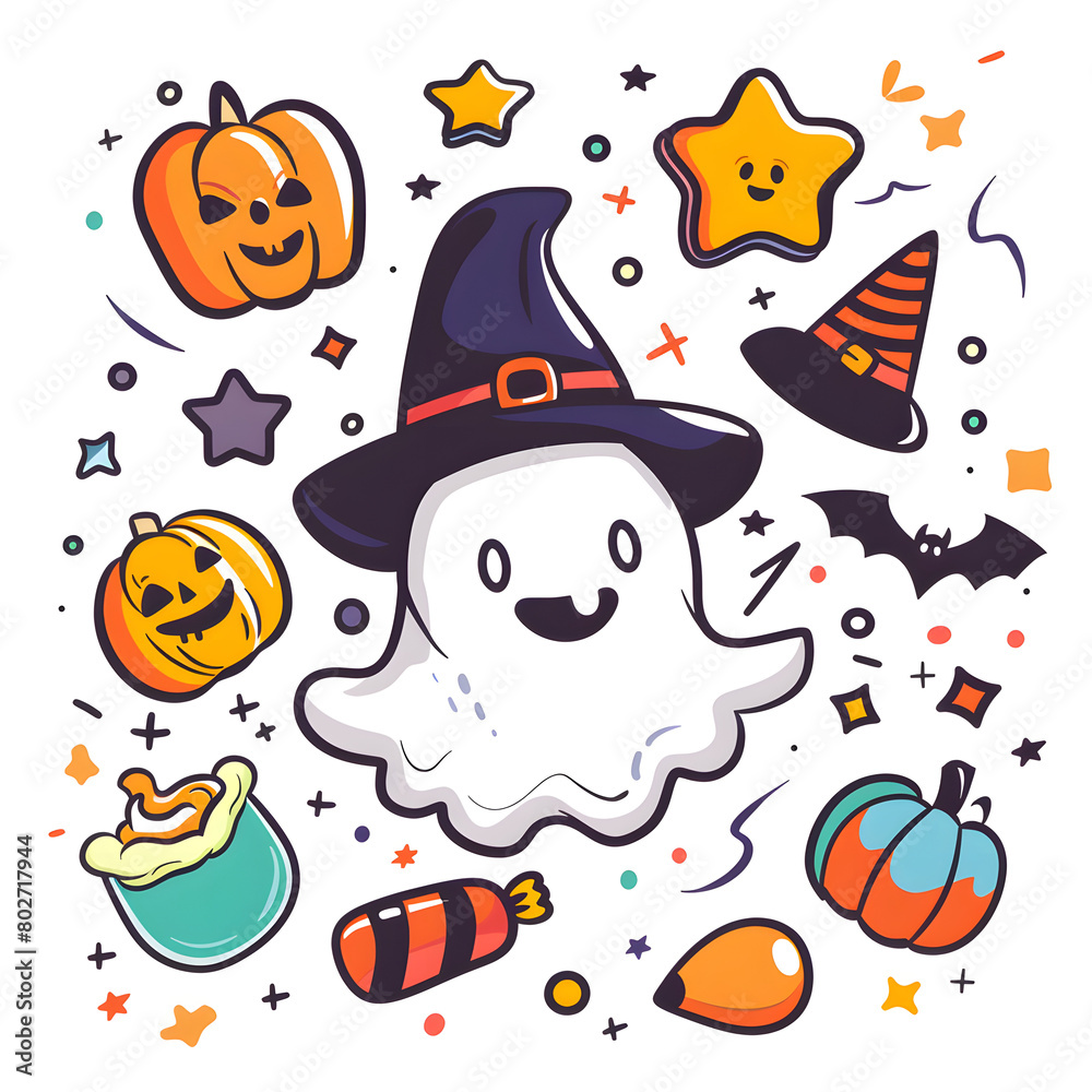 halloween background with pumpkin and witch halloween background with pumpkin and witch