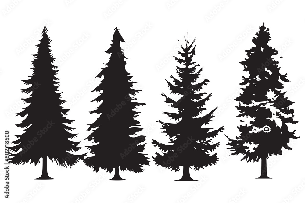 Set of Christmas tree silhouettes Set of Christmas tree silhouettes