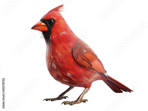 a red bird with a black head © Simona