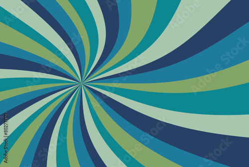 retro starburst or sunburst background vector pattern with a vintage color palette of blue green and teal in a spiral or swirled radial striped design