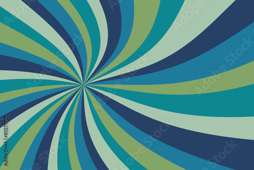 retro starburst or sunburst background vector pattern with a vintage color palette of blue green and teal in a spiral or swirled radial striped design