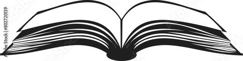 Flat design open book silhouette vector icon isolated on white background