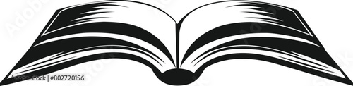 Flat design open book silhouette vector icon isolated on white background