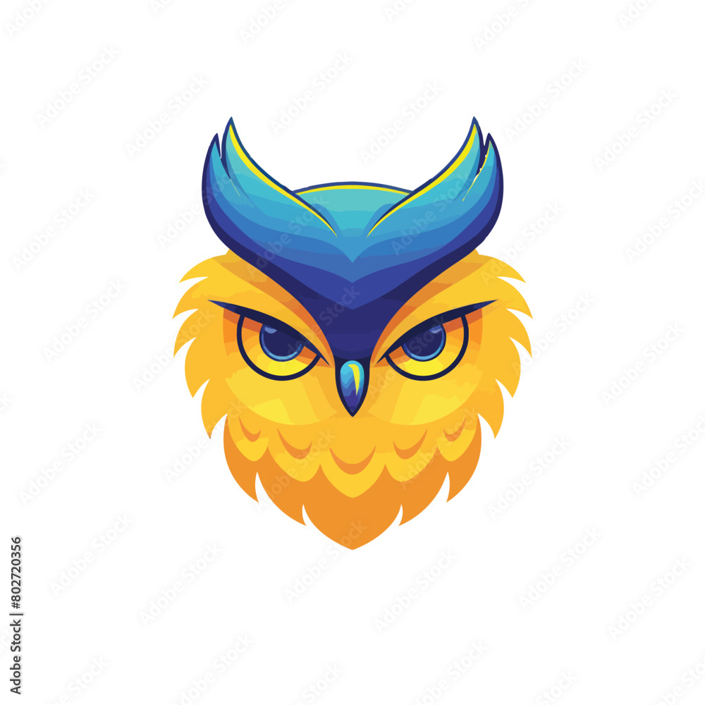 Flat Logo Of Cute American Goldfinch Owl Cartoon Vector Icon Illustration, Bird Nature Icon Concept Isolated Premium Vector