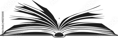 Flat design open book silhouette vector icon isolated on white background
