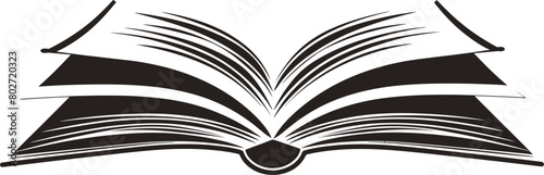 Flat design open book silhouette vector icon isolated on white background