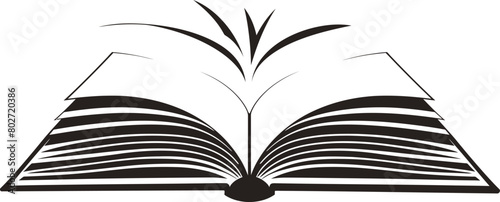 Flat design open book silhouette vector icon isolated on white background