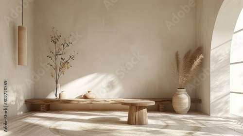 Minimalist Interior Natural Elements: A photo of a minimalist interior with natural elements