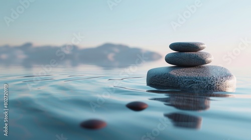 Minimalist Lifestyle Mindfulness: A 3D illustration representing a minimalist lifestyle with a focus on mindfulness photo