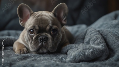 French bulldog puppy relaxing on blanket © Sho
