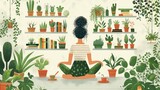 Minimalist Lifestyle Sustainable Living: An illustration depicting a minimalist lifestyle that embraces sustainable living practices