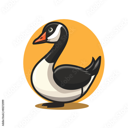 Flat Logo Of Cute Canada Goose Cartoon Vector Icon Illustration  Bird Nature Icon Concept Isolated Premium Vector
