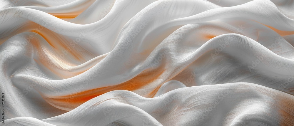 Obraz premium A white fabric with a pattern of a wave , golden