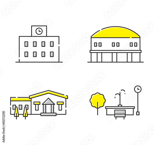 学校　体育館　保育園　公園　アイコン